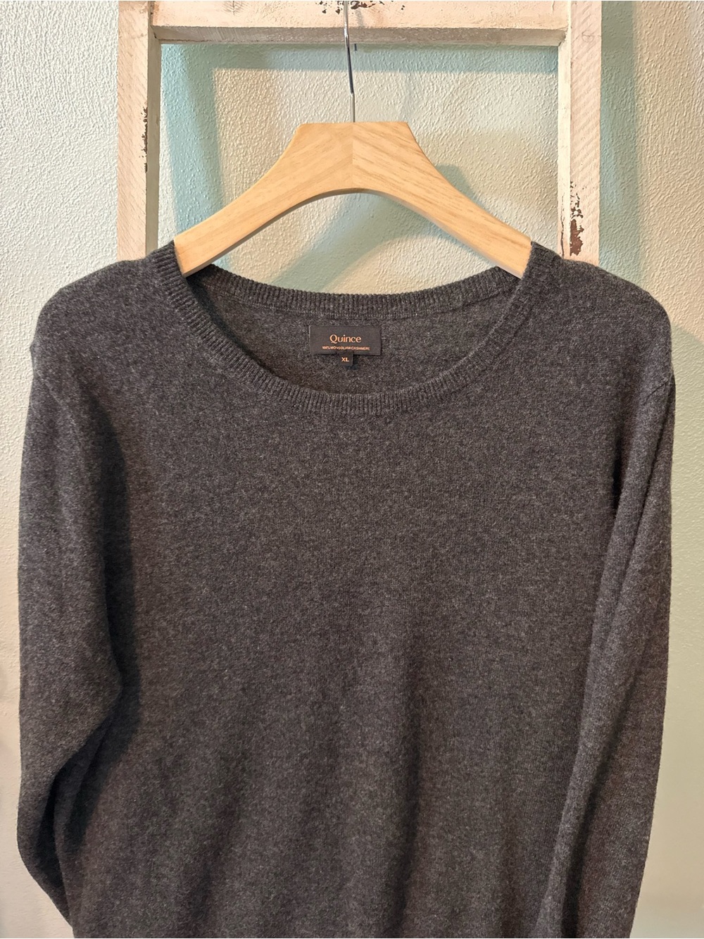 Quince Women's XL 100% Mongolian Cashmere Crewneck Sweater Heathered Charcoal - Picture 2 of 7
